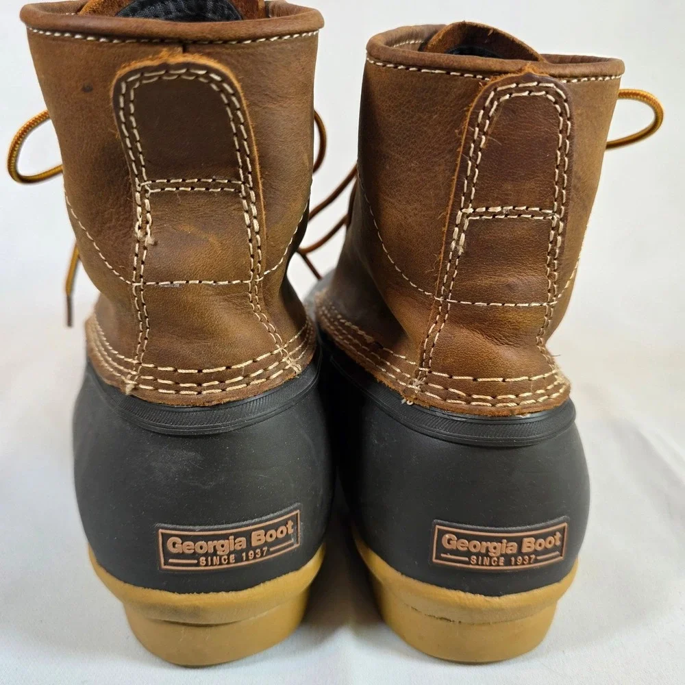 Georgia Boots Marshland Brown Leather Duck Work Boots Mens 7 Womens 9 Rugged‎